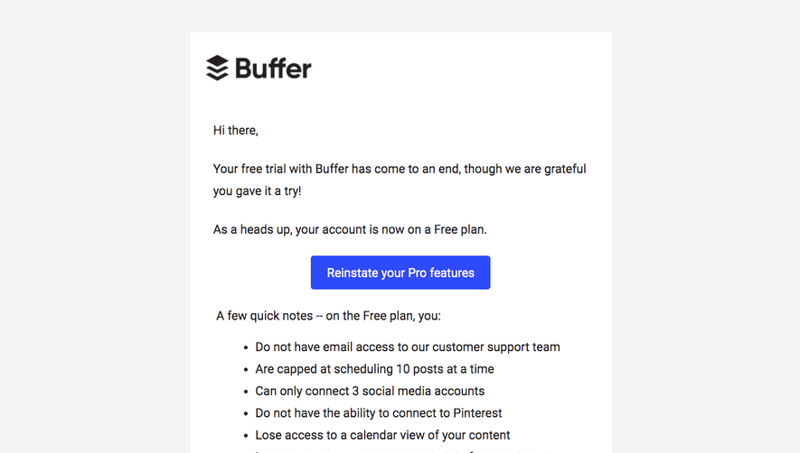 Buffer Free Trial Emails