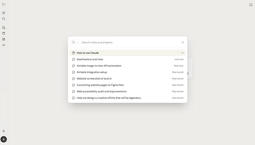 Claude Search Modal