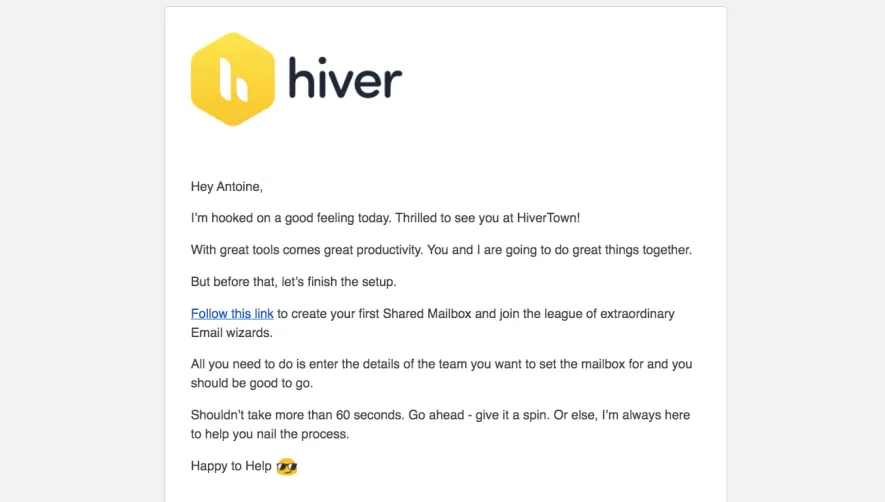 Hiver Welcome Email