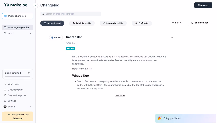 Makelog Dashboard