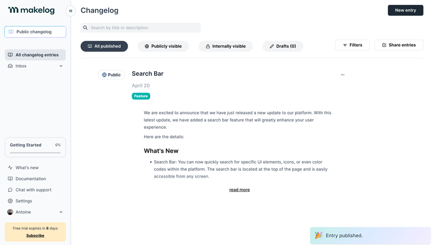 Makelog Dashboard