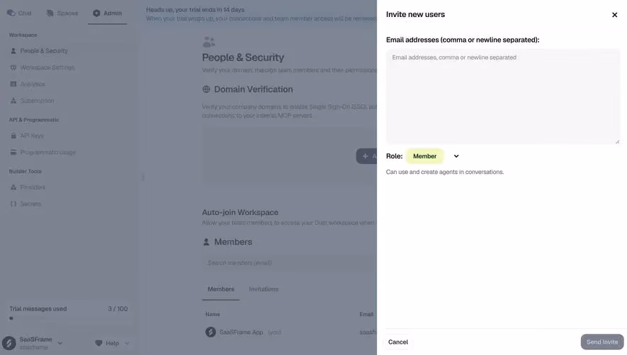 Dust Invite new users