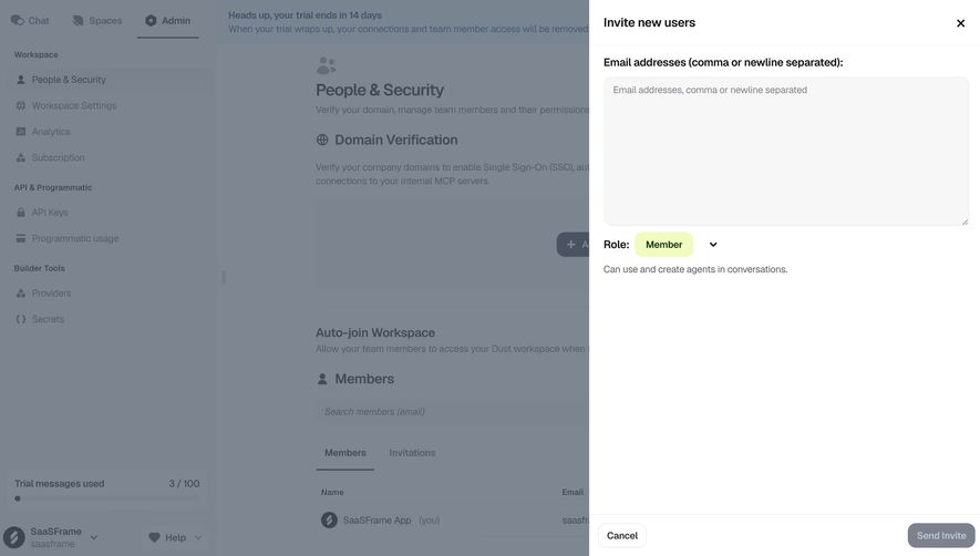Dust Invite new users