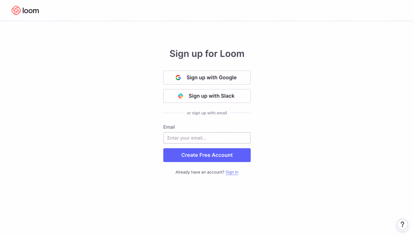 Loom Signup Page