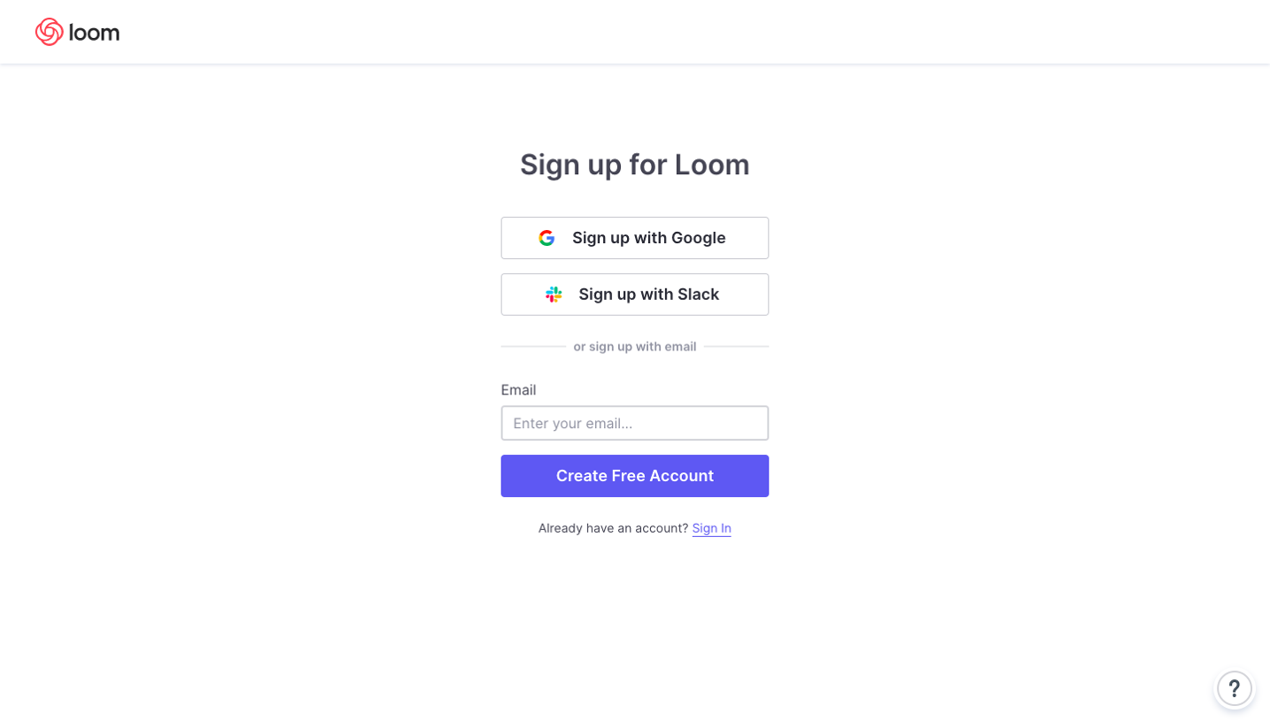 Loom Signup Page