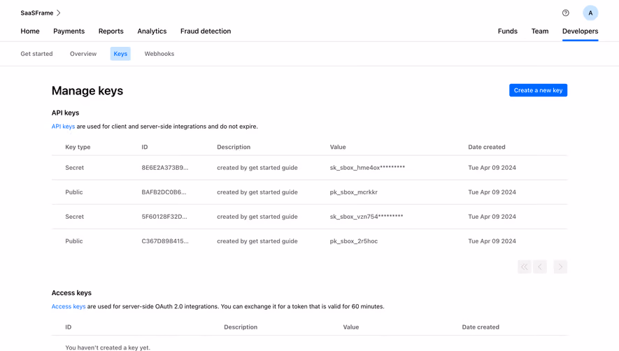 Checkout.com Manage API Keys