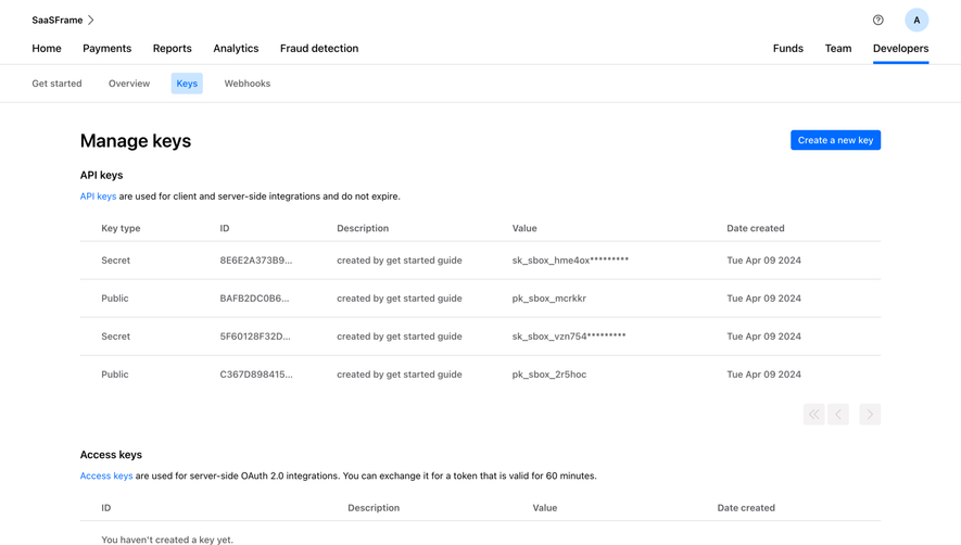 Checkout.com Manage API Keys