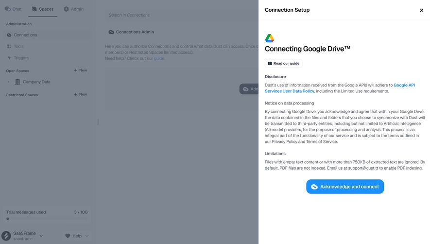 Dust Connection Setup