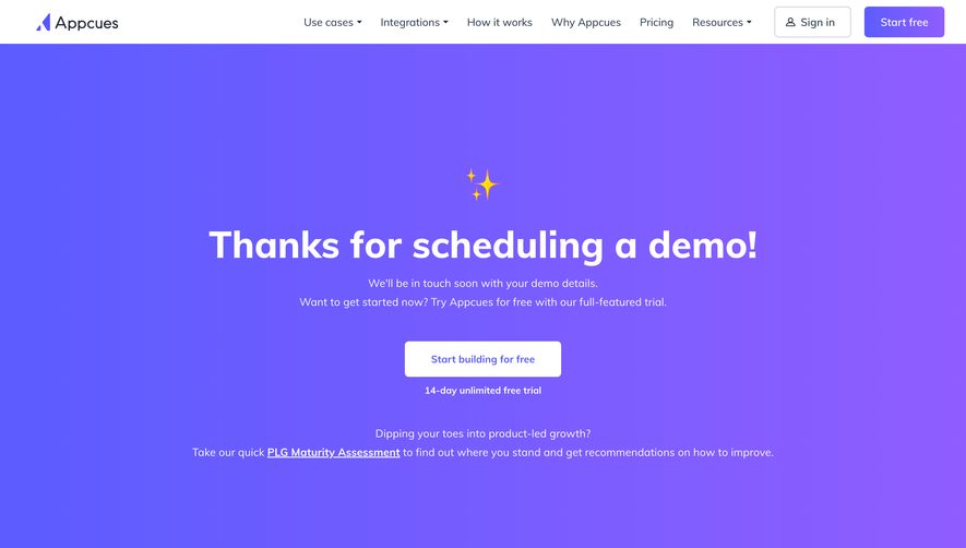 Appcues Thank You Page