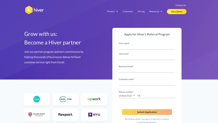 Hiver Affiliate Page
