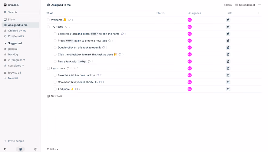 Height Tasks List