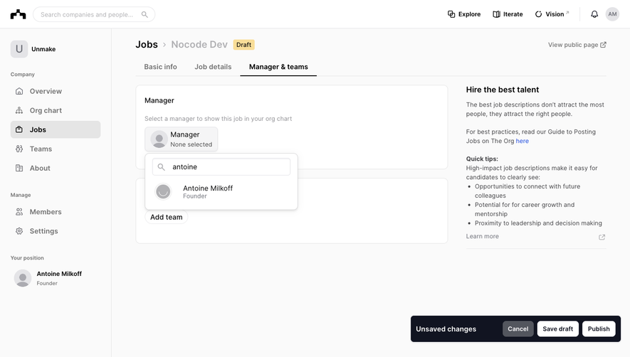 The Org Create Job Offer