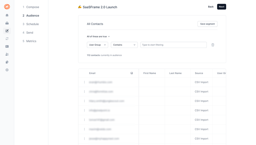Loops Email Campaign Contact Settings