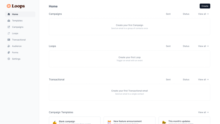Loops Empty Dashboard