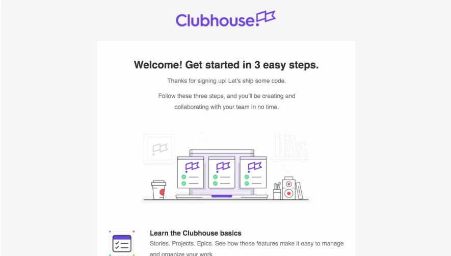 Shortcut lubhouse Welcome Email