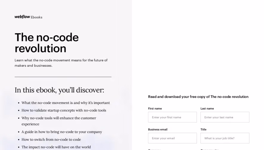 Webflow eBook Page