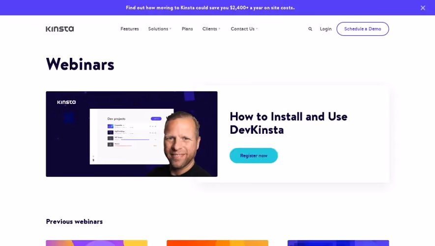 Kinsta Webinars Page