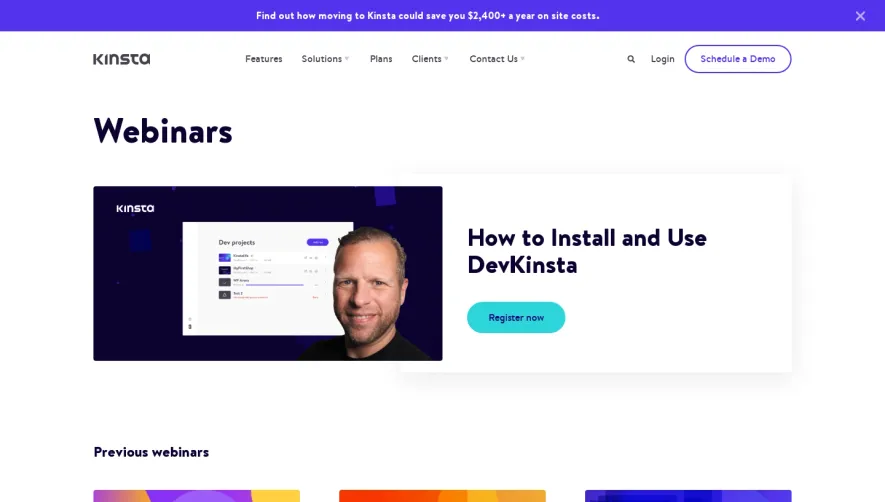 Kinsta Webinars Page
