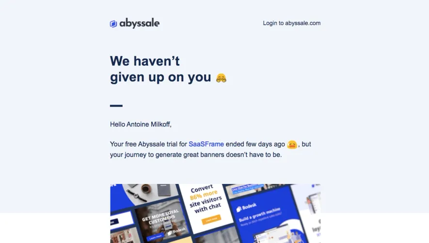 Abyssale Free Trial Emails