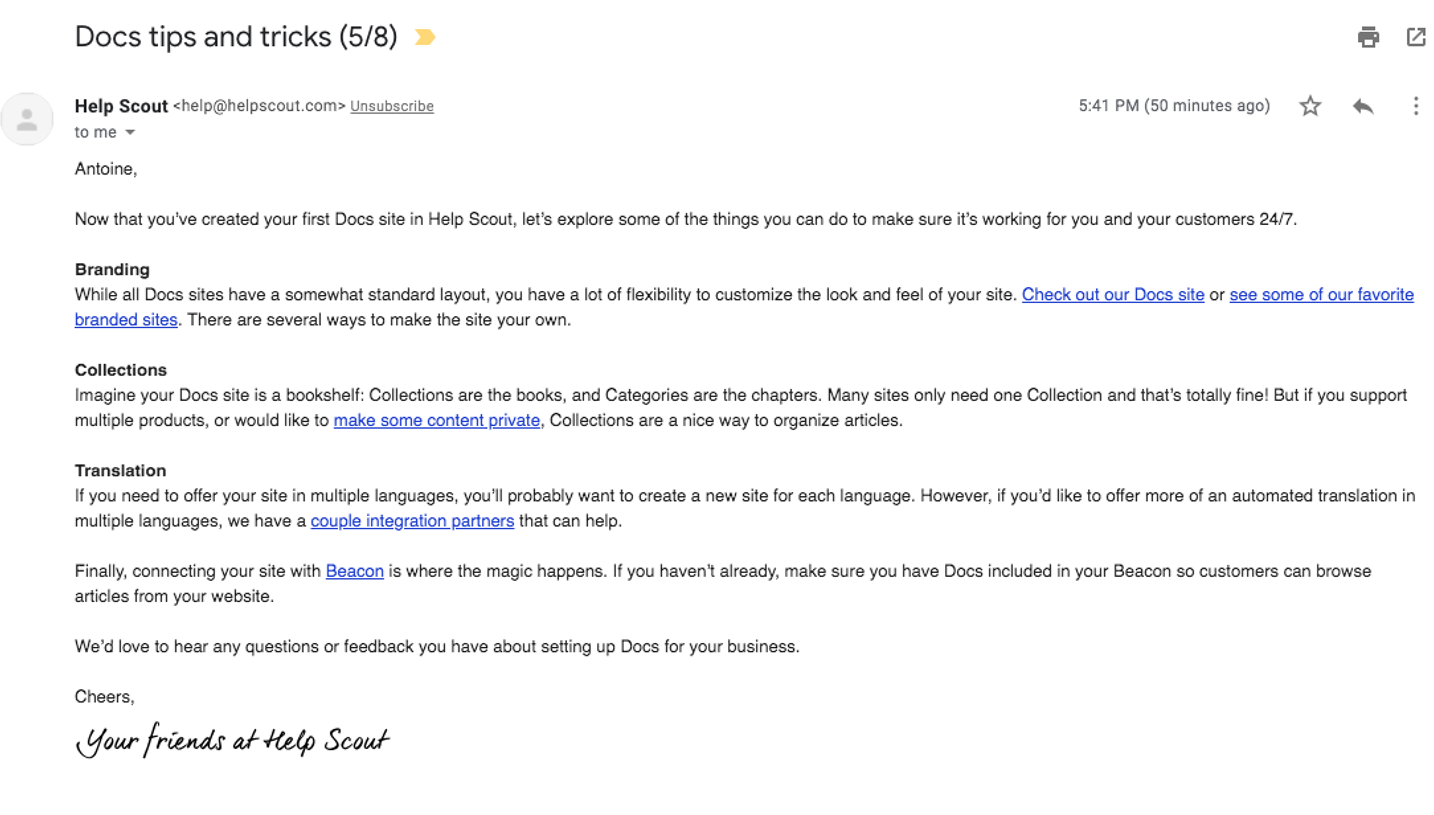 Help Scout Onboarding Emails