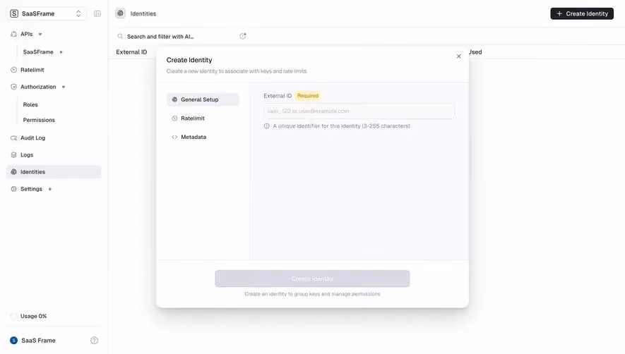 Unkey Create Identity