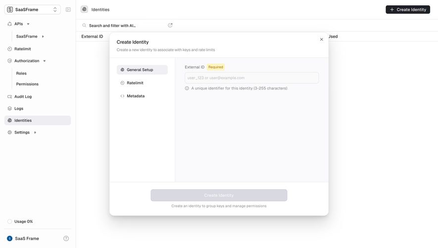 Unkey Create Identity