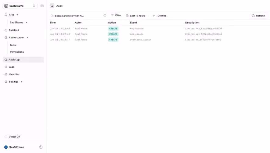 Unkey Audit Log
