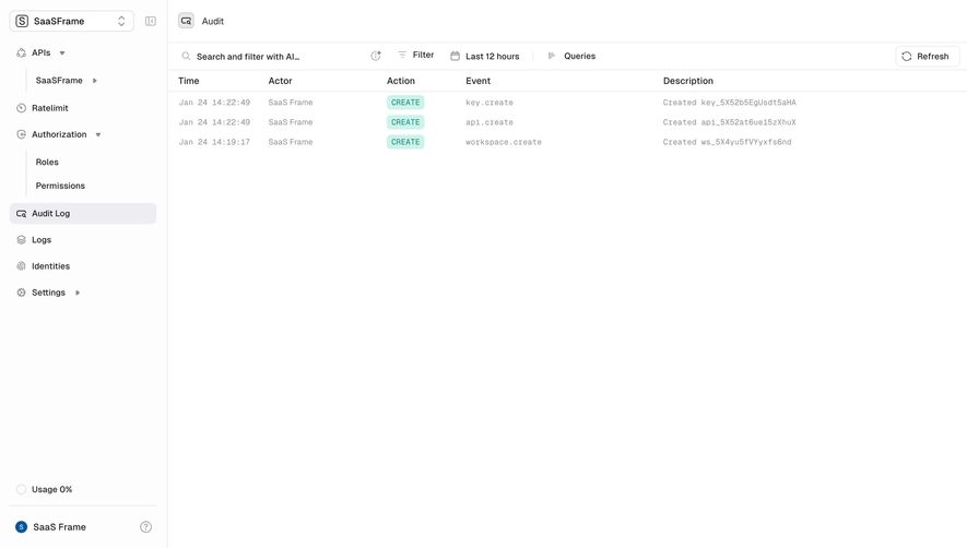 Unkey Audit Log