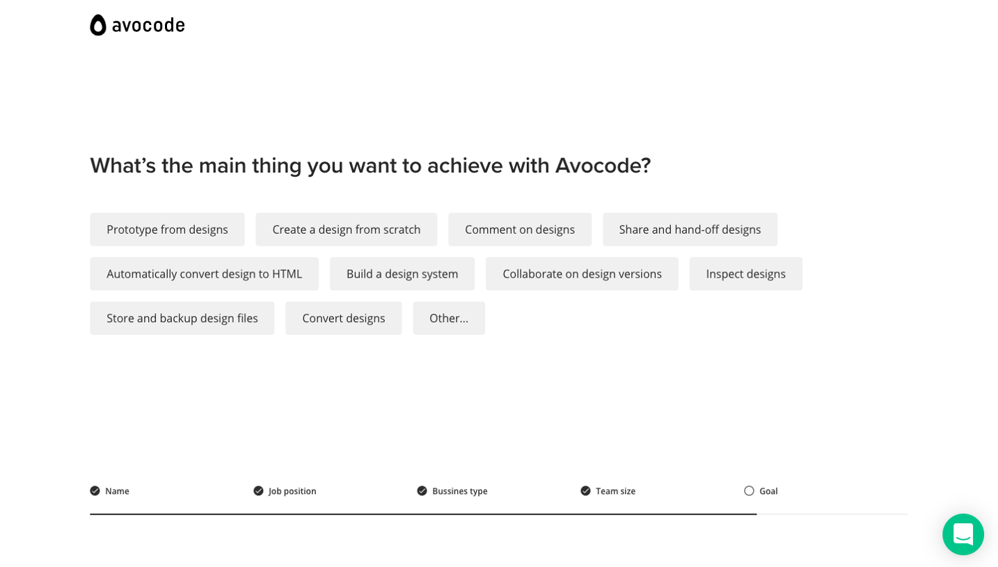 Avocode Sign Up Flow