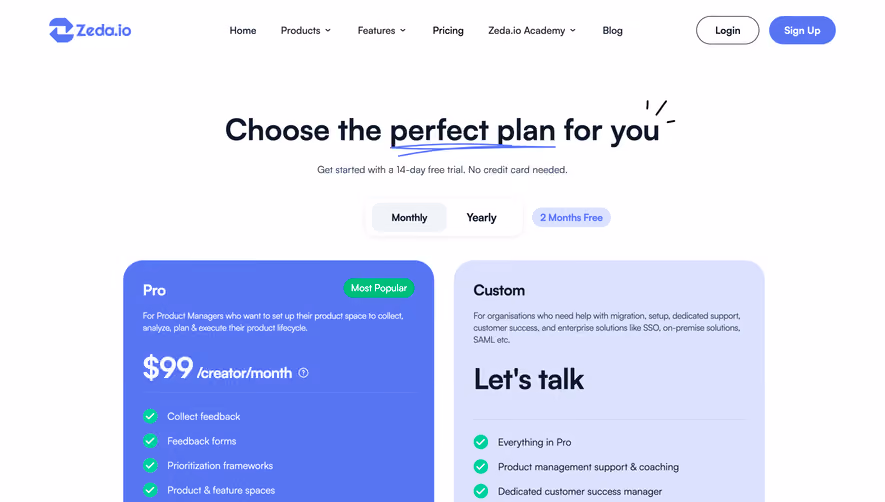 Zeda.io Pricing Page