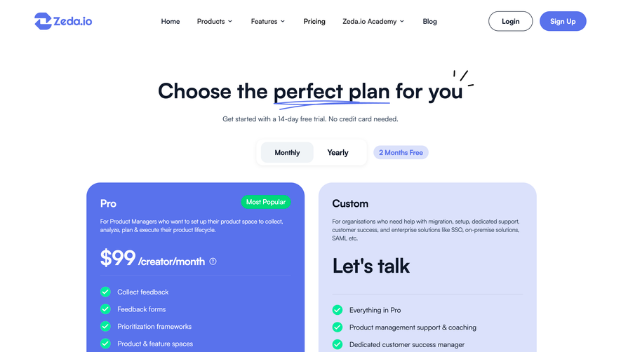 Zeda.io Pricing Page