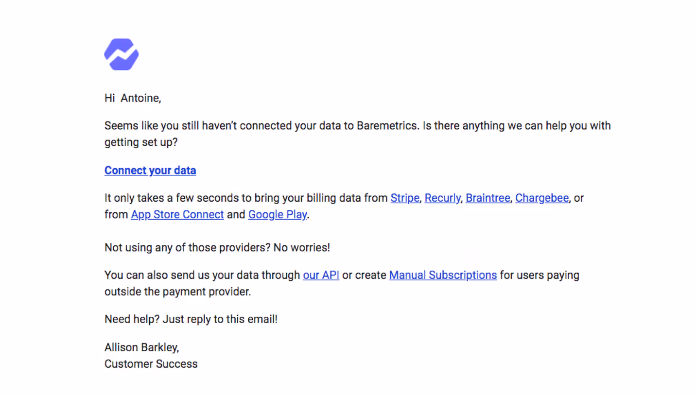 Baremetrics Activation Emails