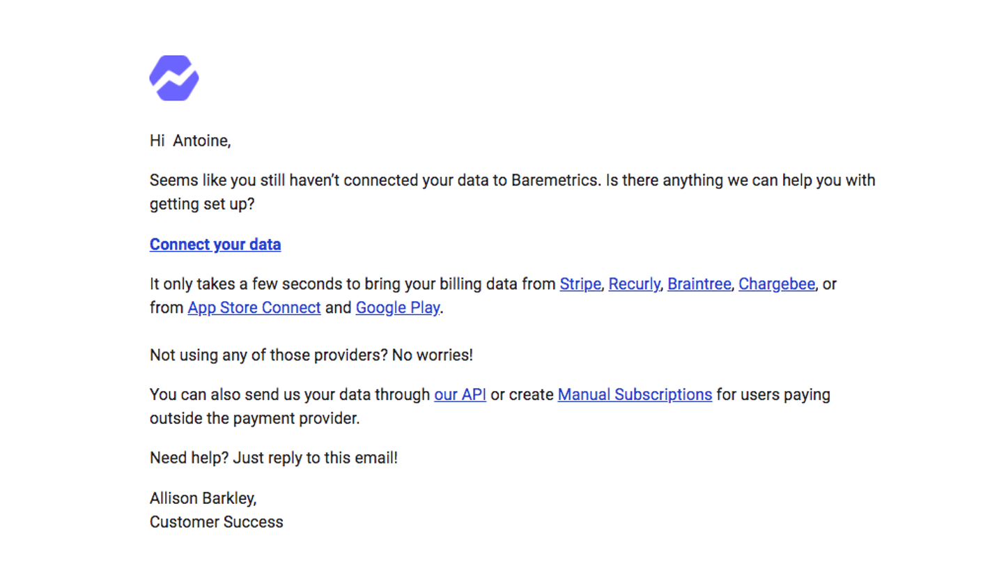 Baremetrics Activation Emails