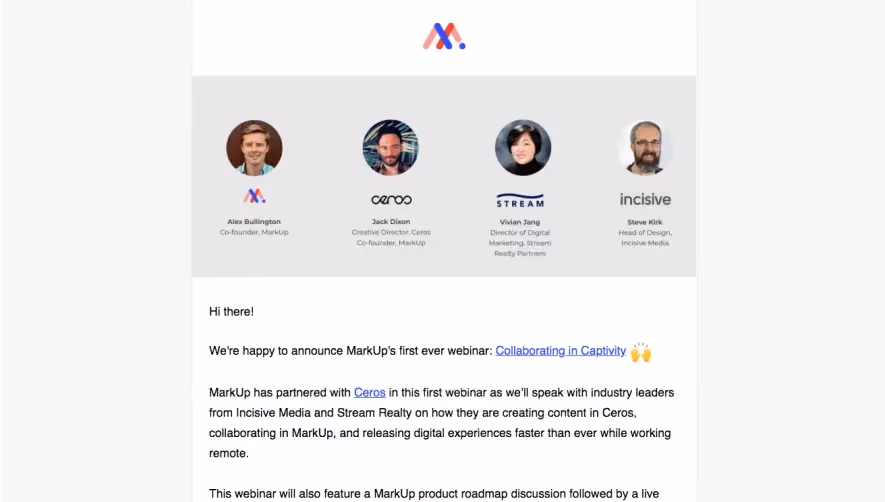 MarkUp Webinars Emails