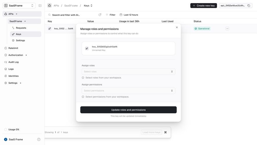 Unkey Manage Role And Permissions