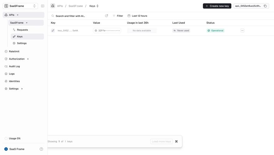 Unkey API Table