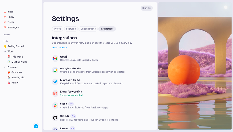Superlist Integrations Settings