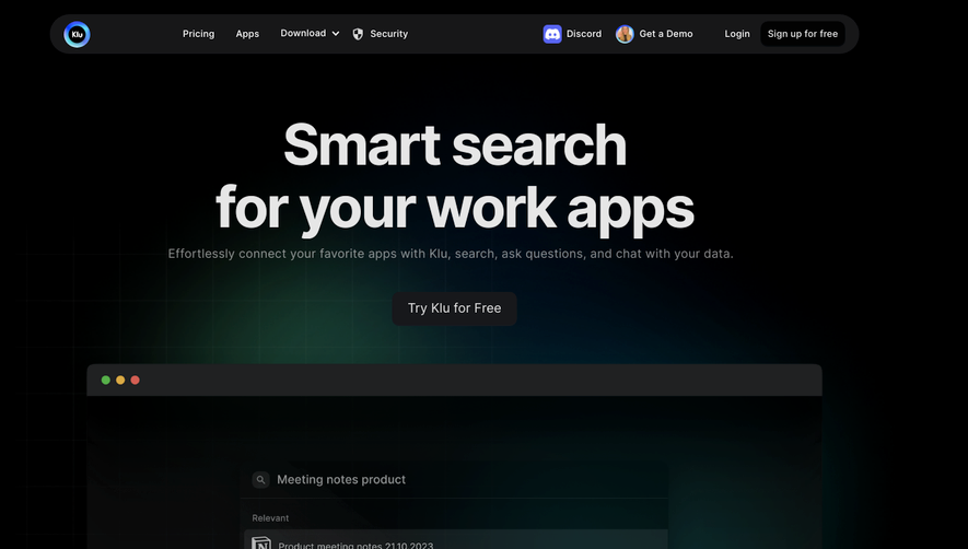 Klu Landing Page