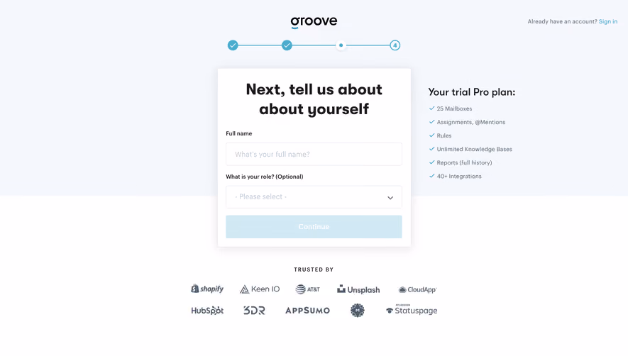 Groove Sign Up Flow