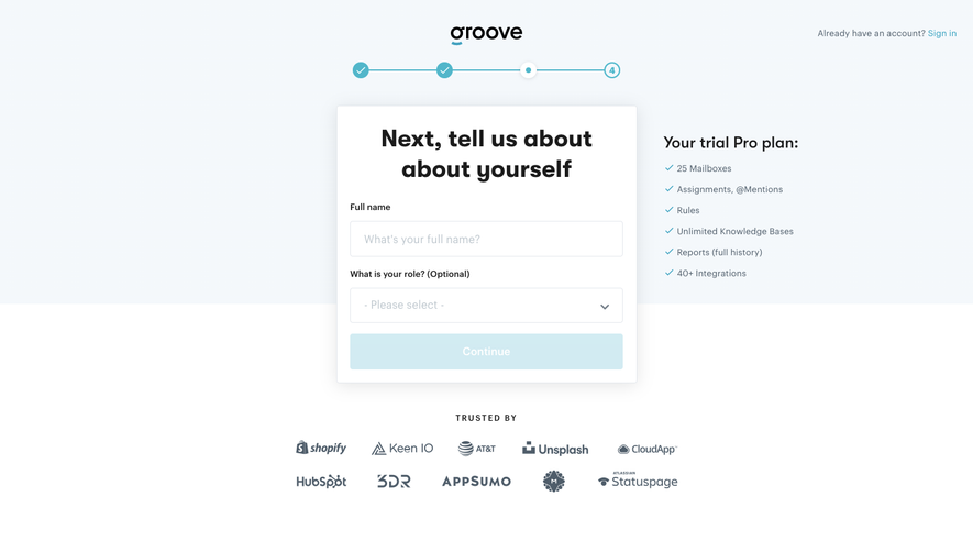 Groove Sign Up Flow