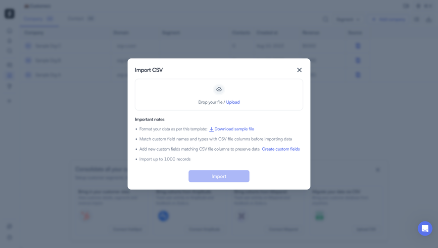 Zeda.io Import Contact CSV