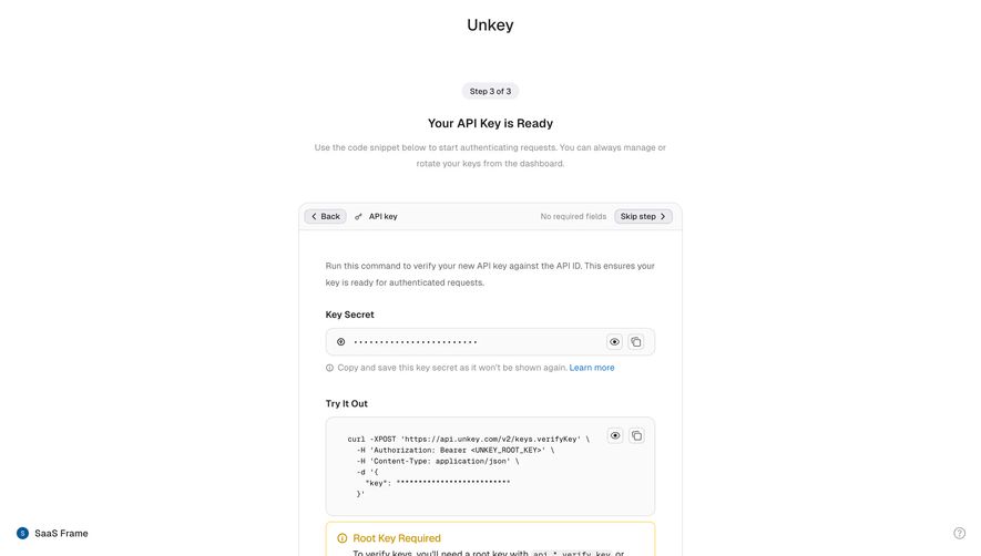 Unkey API Key Ready