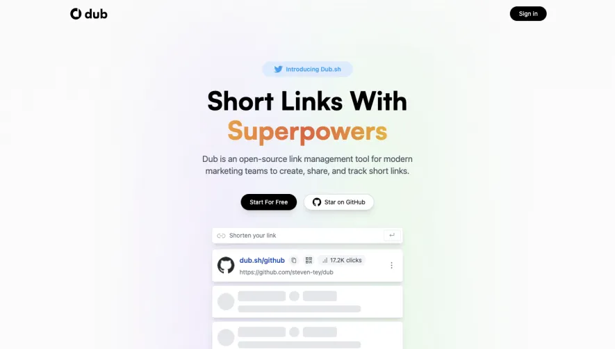 Dub Landing Page