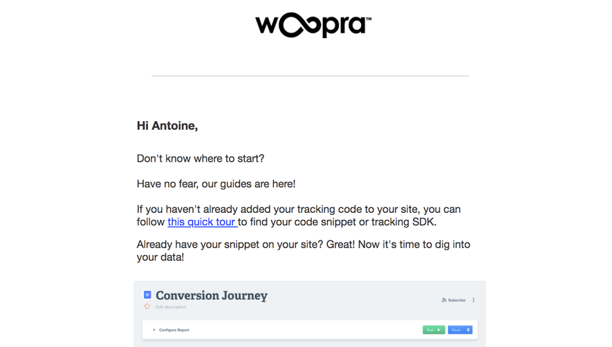Woopra Onboarding Emails