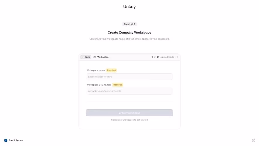 Unkey Create Company Workspace