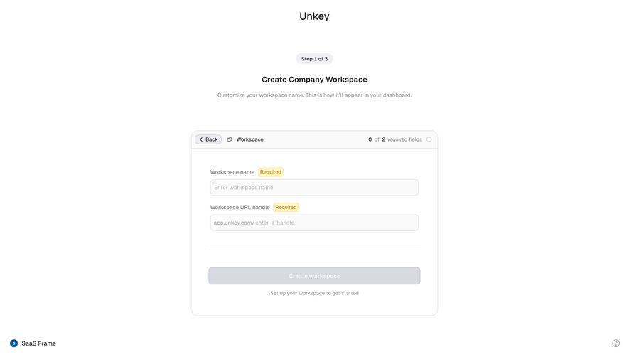Unkey Create Company Workspace