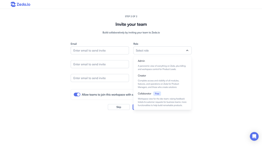 Zeda.io Invite Team Members