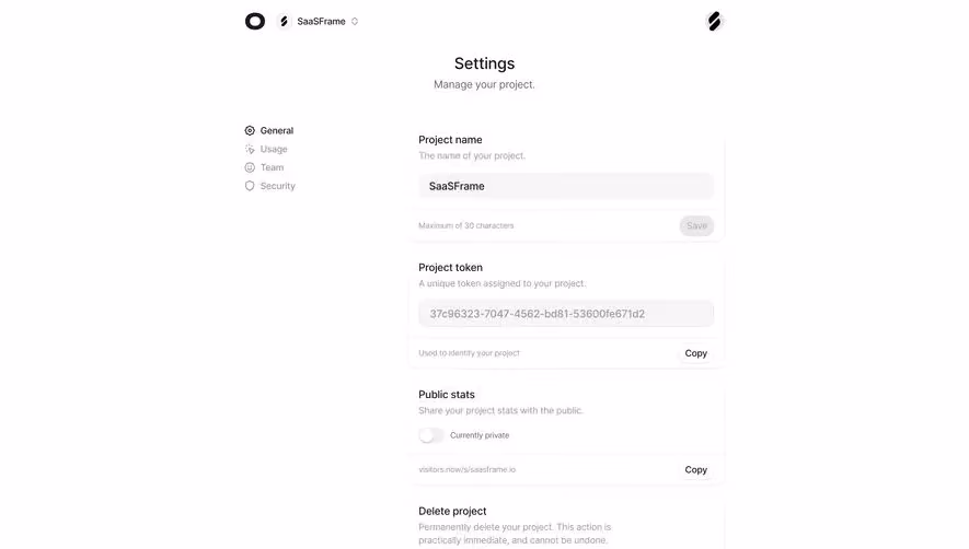 Visitors Project Settings