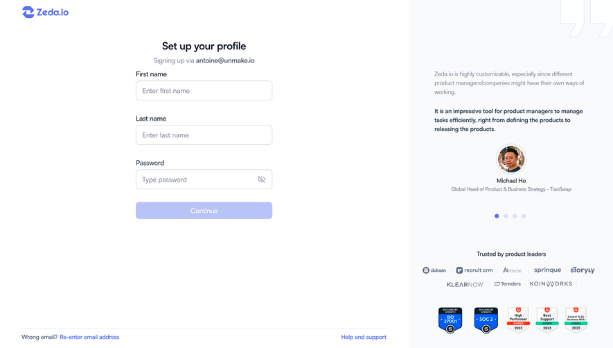 Zeda.io Account Setup