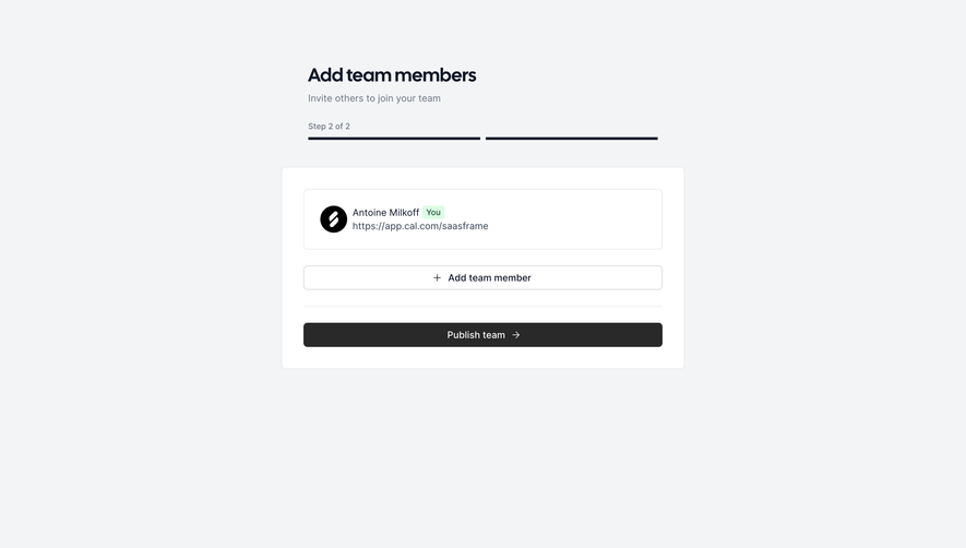 Cal.com Set Up Team